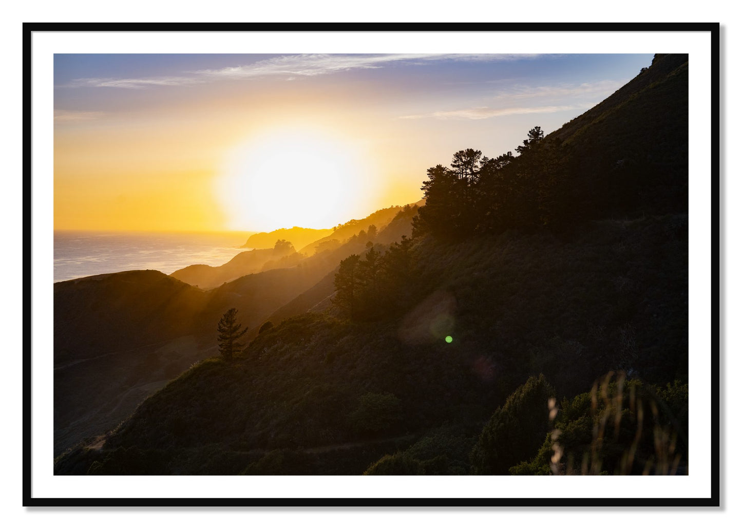 Framed photograph of California Coastline by Dylan Ozanich, Black frame, Borders