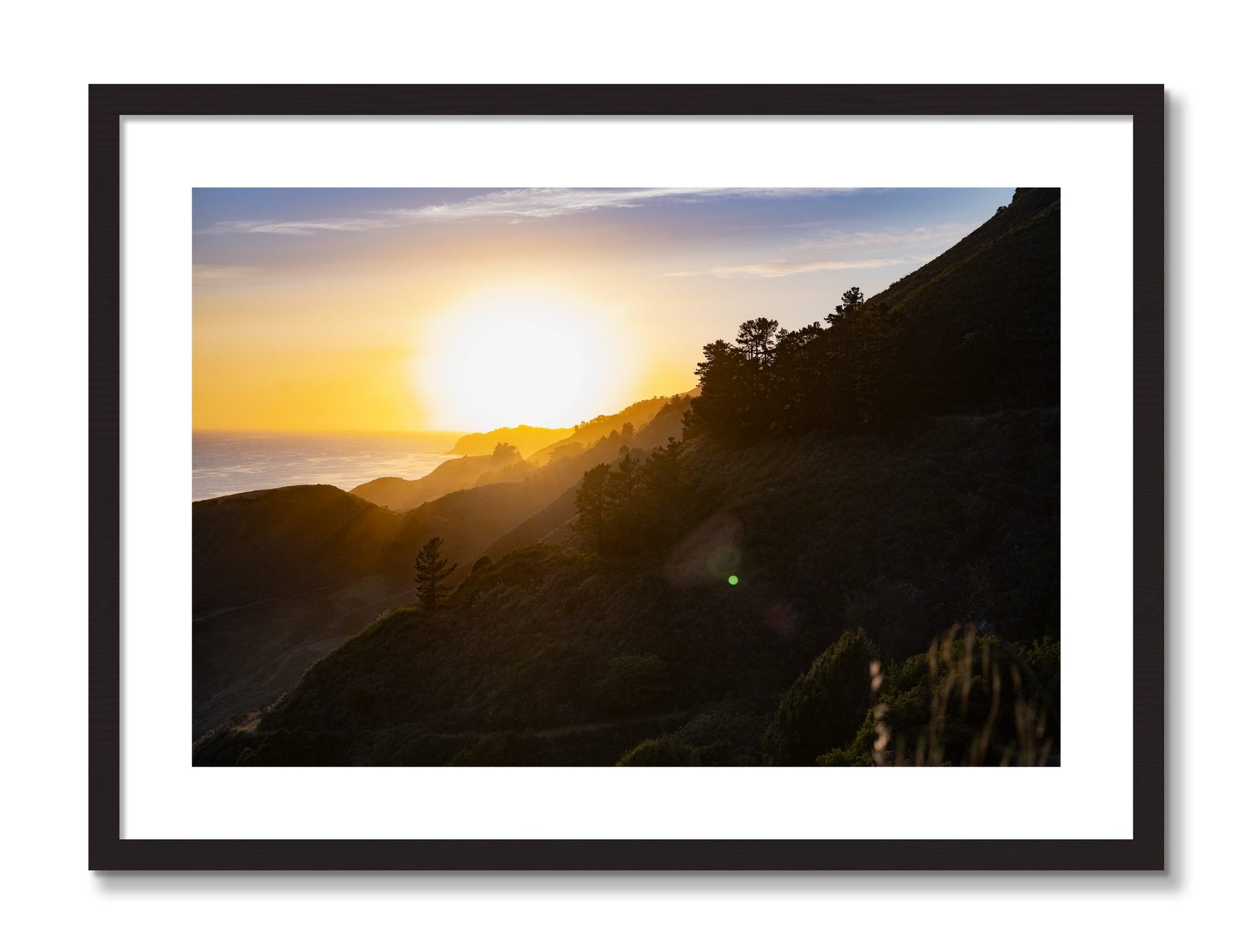 Framed photograph of California Coastline by Dylan Ozanich, Black frame, Borders