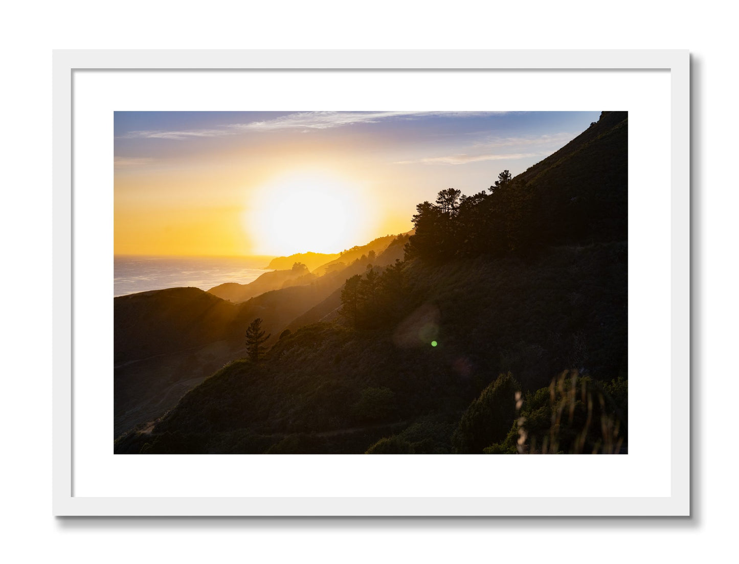Framed photograph of California Coastline by Dylan Ozanich, White frame, Borders