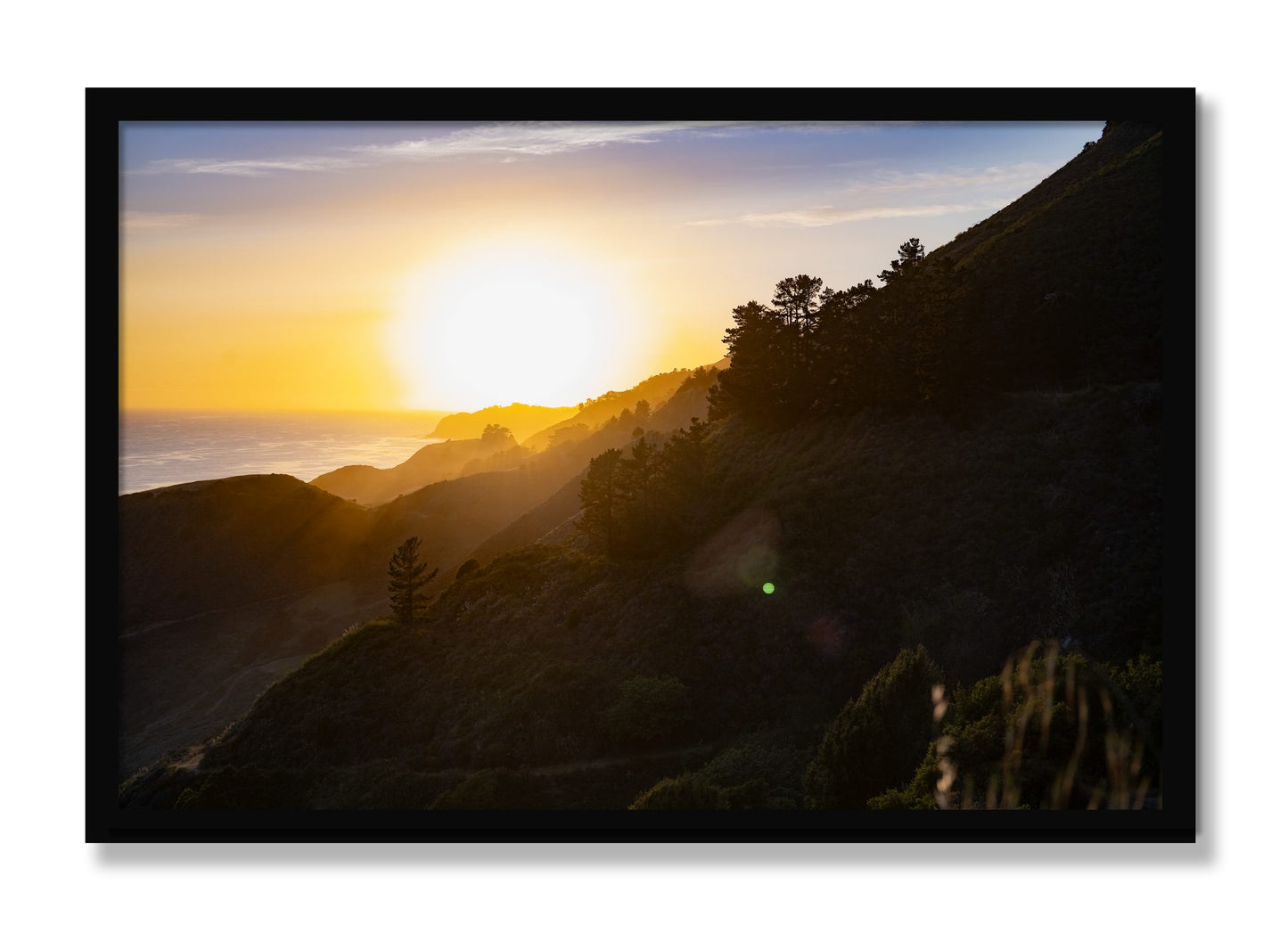 Framed photograph of California Coastline by Dylan Ozanich, Black frame, Full Bleed