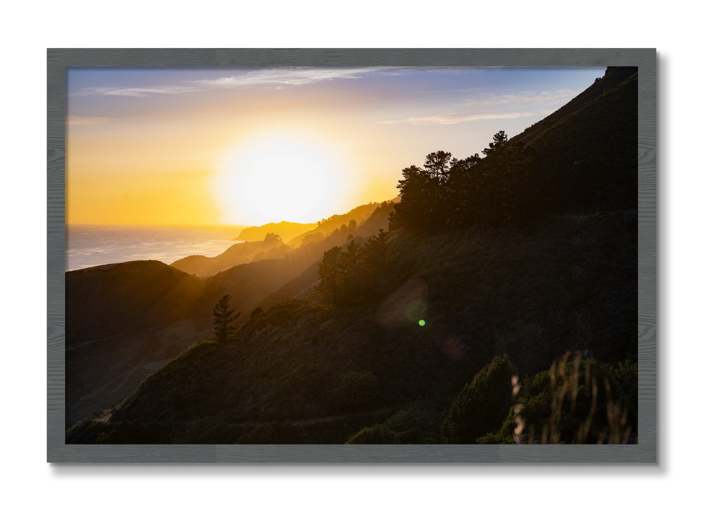 Framed photograph of California Coastline by Dylan Ozanich, Grey frame, Full Bleed