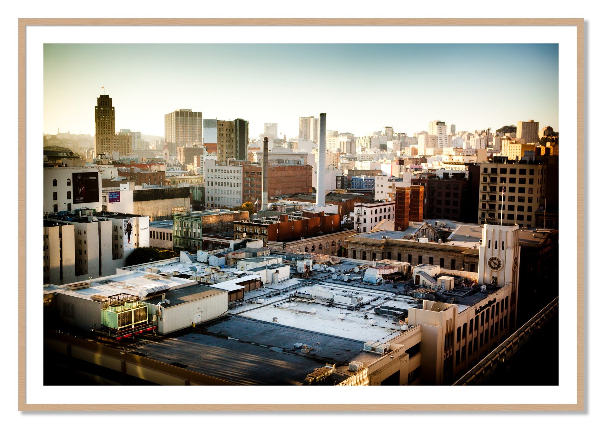 Framed photograph of Chronical San Francisco by Dylan Ozanich, Oak frame, Borders