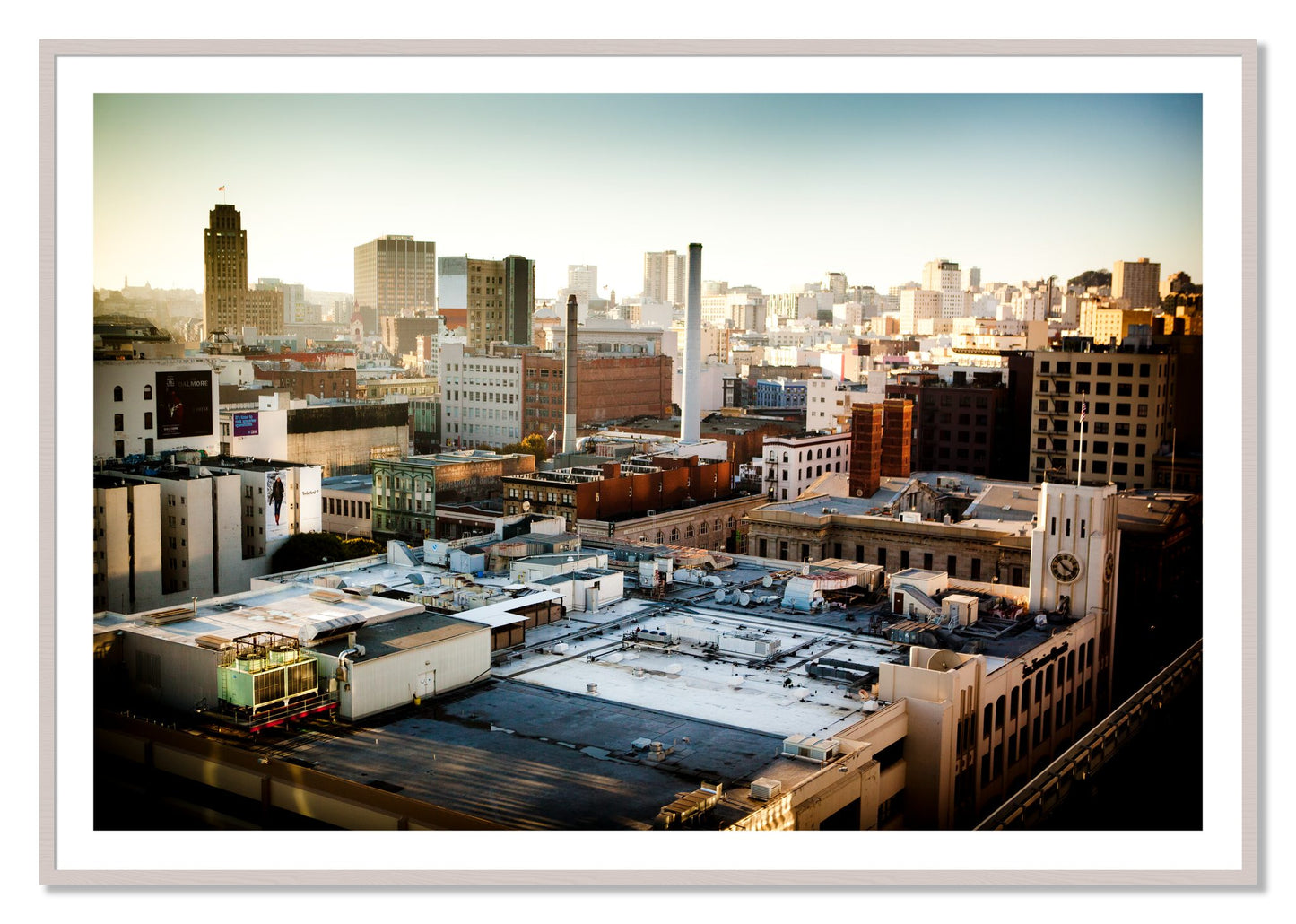 Framed photograph of Chronical San Francisco by Dylan Ozanich, White Maple frame, Borders