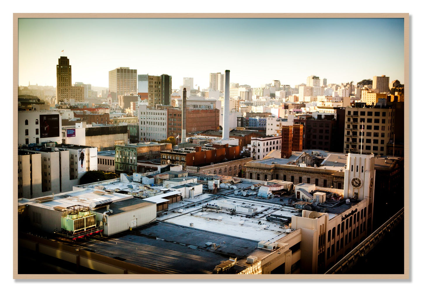 Framed photograph of Chronical San Francisco by Dylan Ozanich, Oak frame, Full Bleed