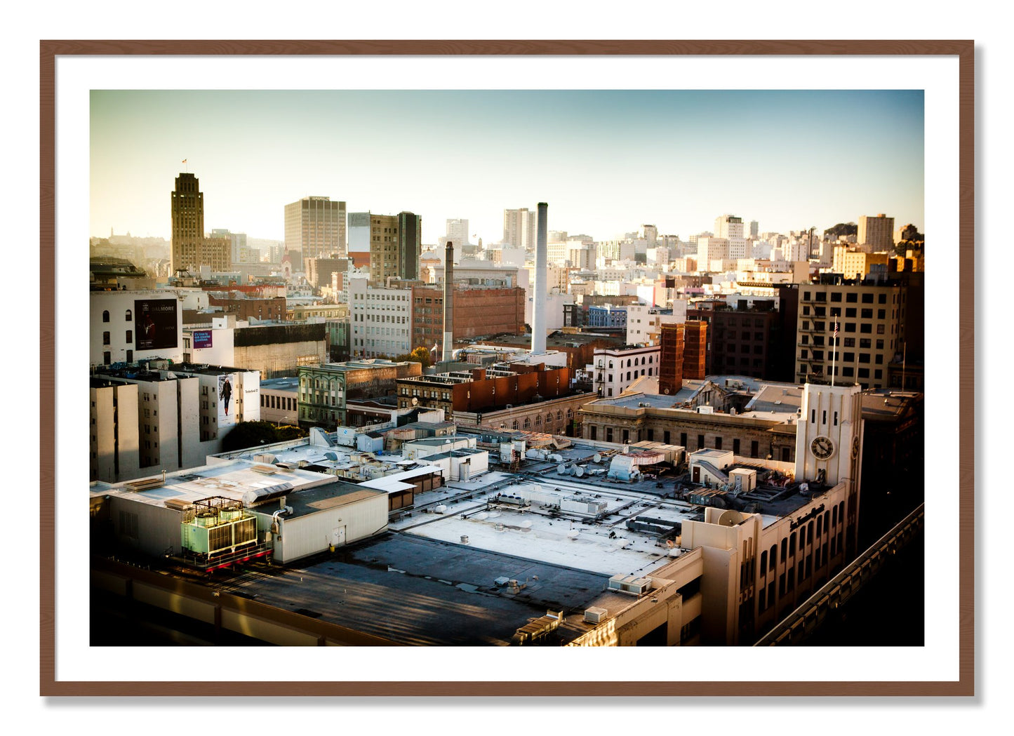 Framed photograph of Chronical San Francisco by Dylan Ozanich, Walnut frame, Borders