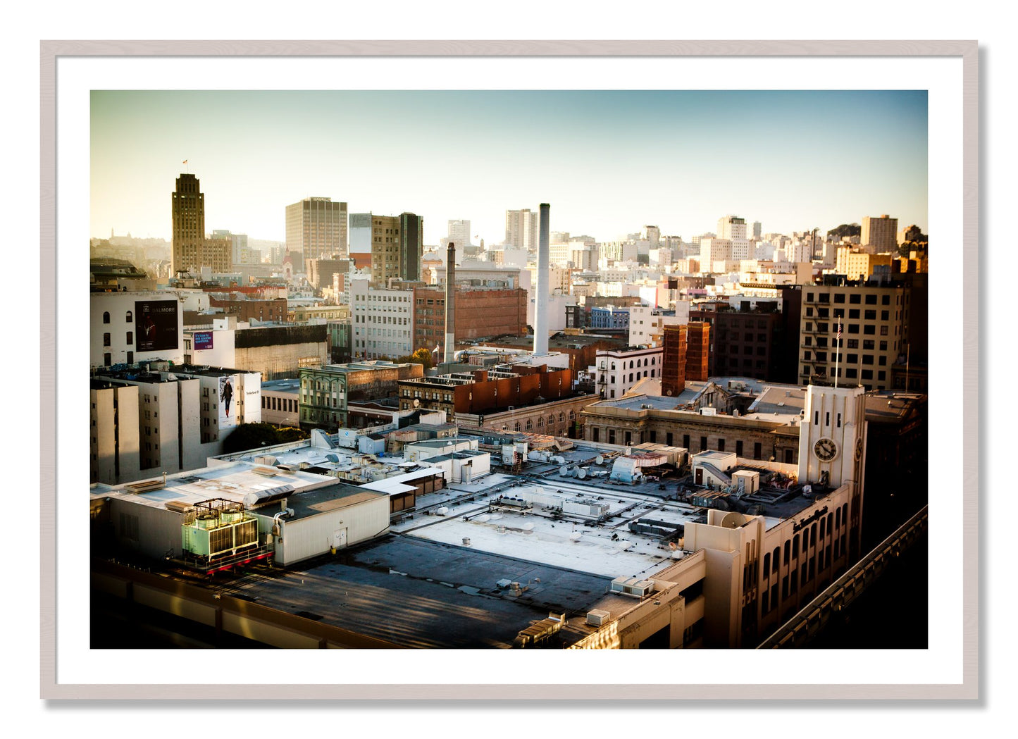 Framed photograph of Chronical San Francisco by Dylan Ozanich, White Maple frame, Borders