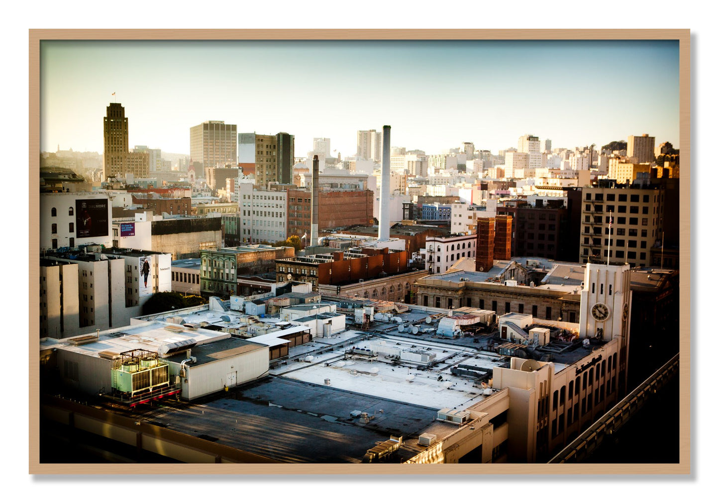 Framed photograph of Chronical San Francisco by Dylan Ozanich, Oak frame, Full Bleed
