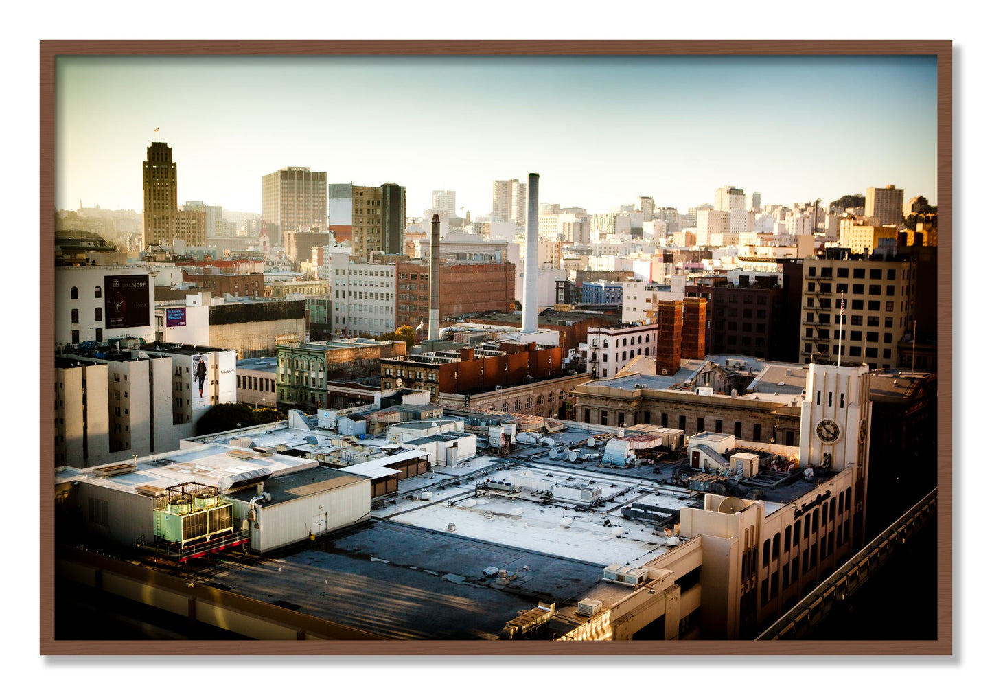 Framed photograph of Chronical San Francisco by Dylan Ozanich, Walnut frame, Full Bleed