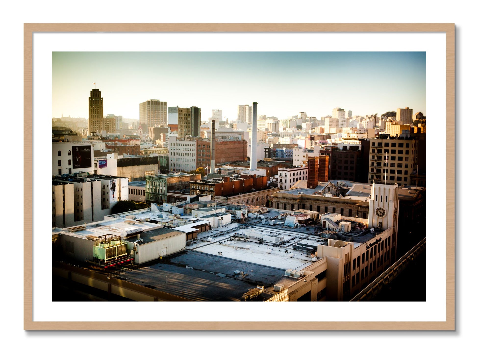 Framed photograph of Chronical San Francisco by Dylan Ozanich, Oak frame, Borders