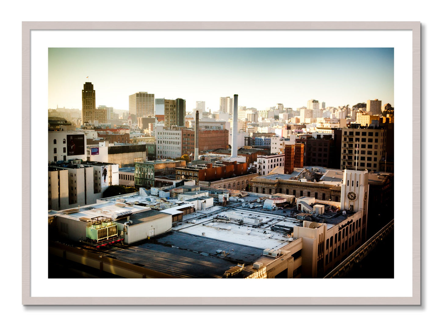 Framed photograph of Chronical San Francisco by Dylan Ozanich, White Maple frame, Borders