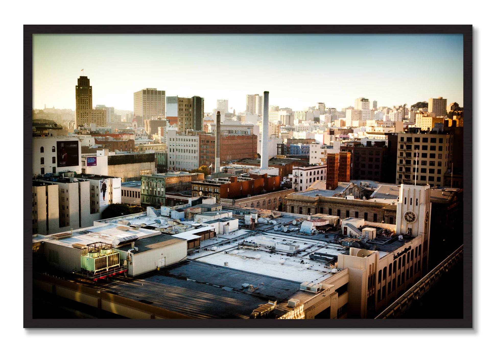 Framed photograph of Chronical San Francisco by Dylan Ozanich, Black Walnut frame, Full Bleed