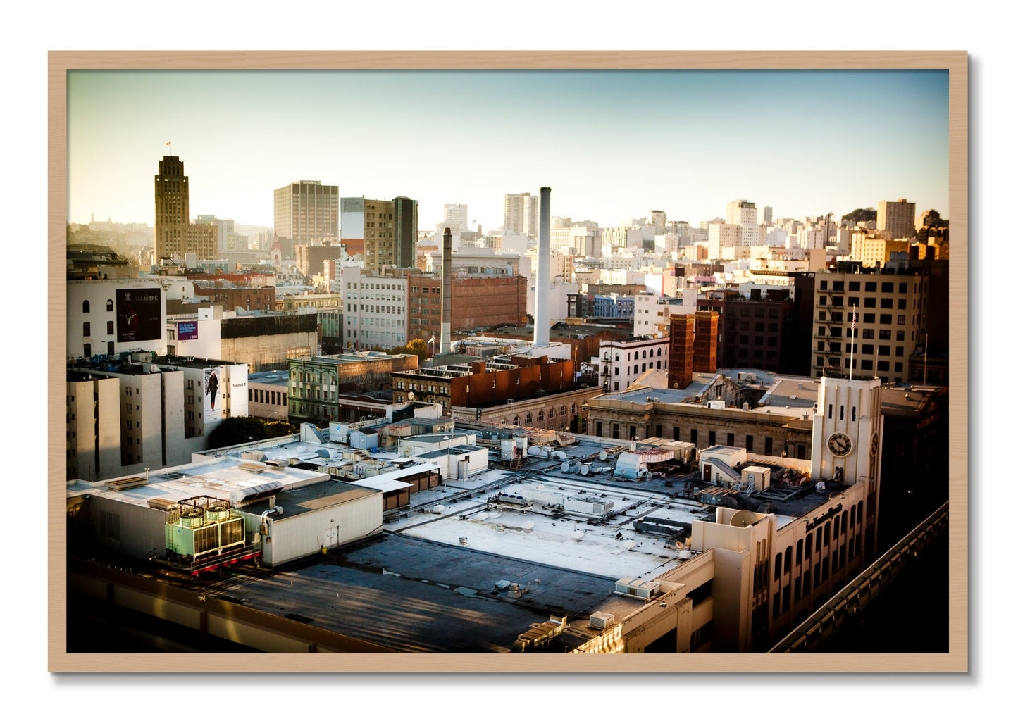 Framed photograph of Chronical San Francisco by Dylan Ozanich, Oak frame, Full Bleed