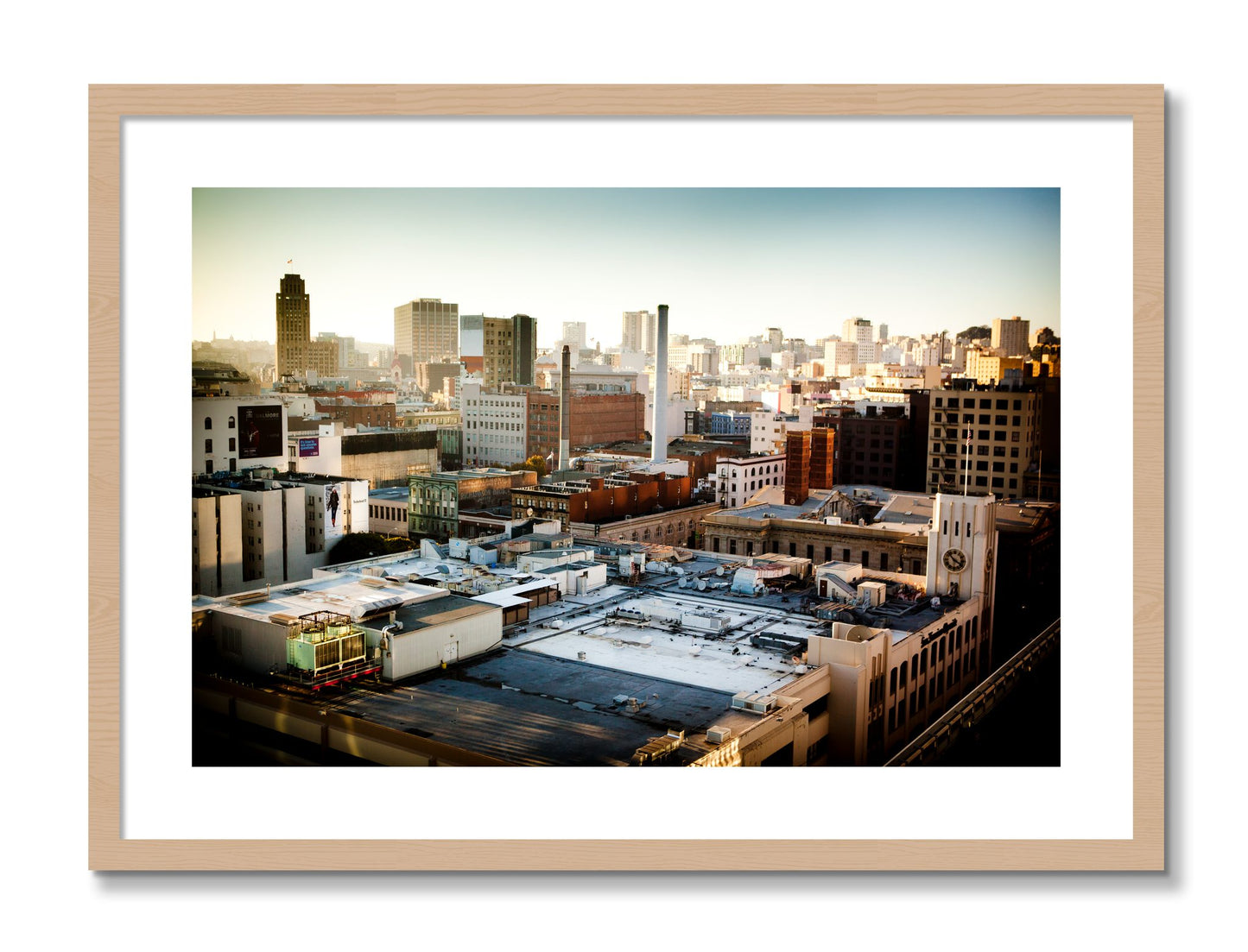 Framed photograph of Chronical San Francisco by Dylan Ozanich, Oak frame, Borders