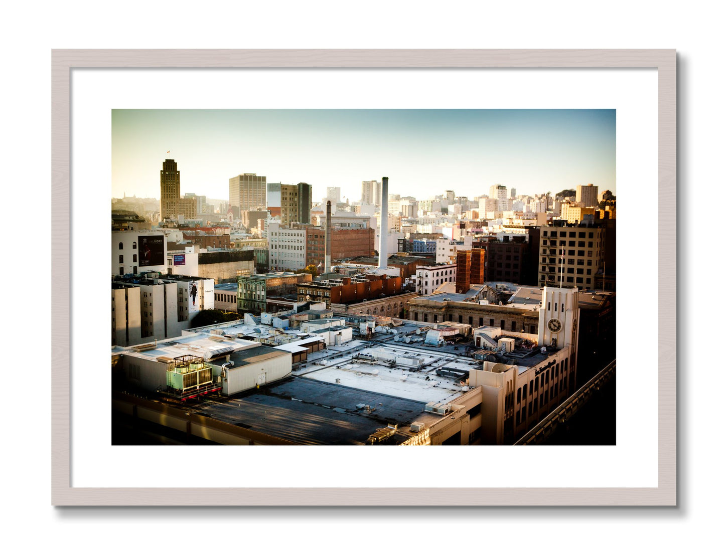 Framed photograph of Chronical San Francisco by Dylan Ozanich, White Maple frame, Borders
