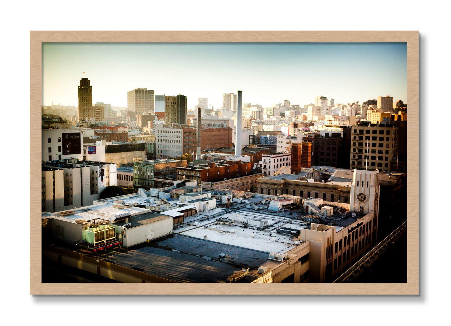 Framed photograph of Chronical San Francisco by Dylan Ozanich, Oak frame, Full Bleed