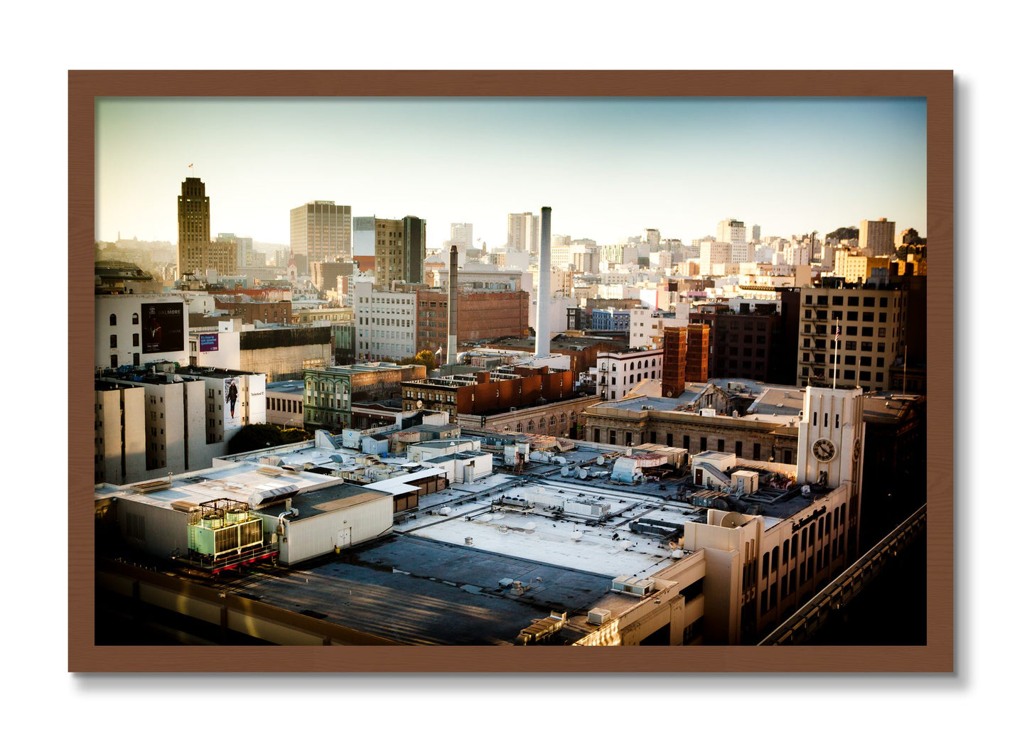 Framed photograph of Chronical San Francisco by Dylan Ozanich, Walnut frame, Full Bleed