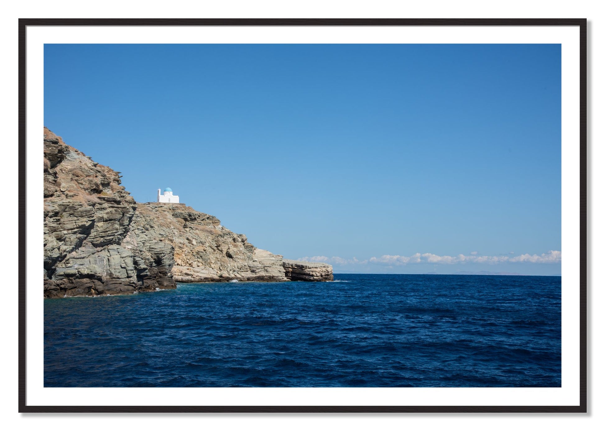 Framed photograph of Church On The Edge by Dylan Ozanich, Black Walnut frame, Borders