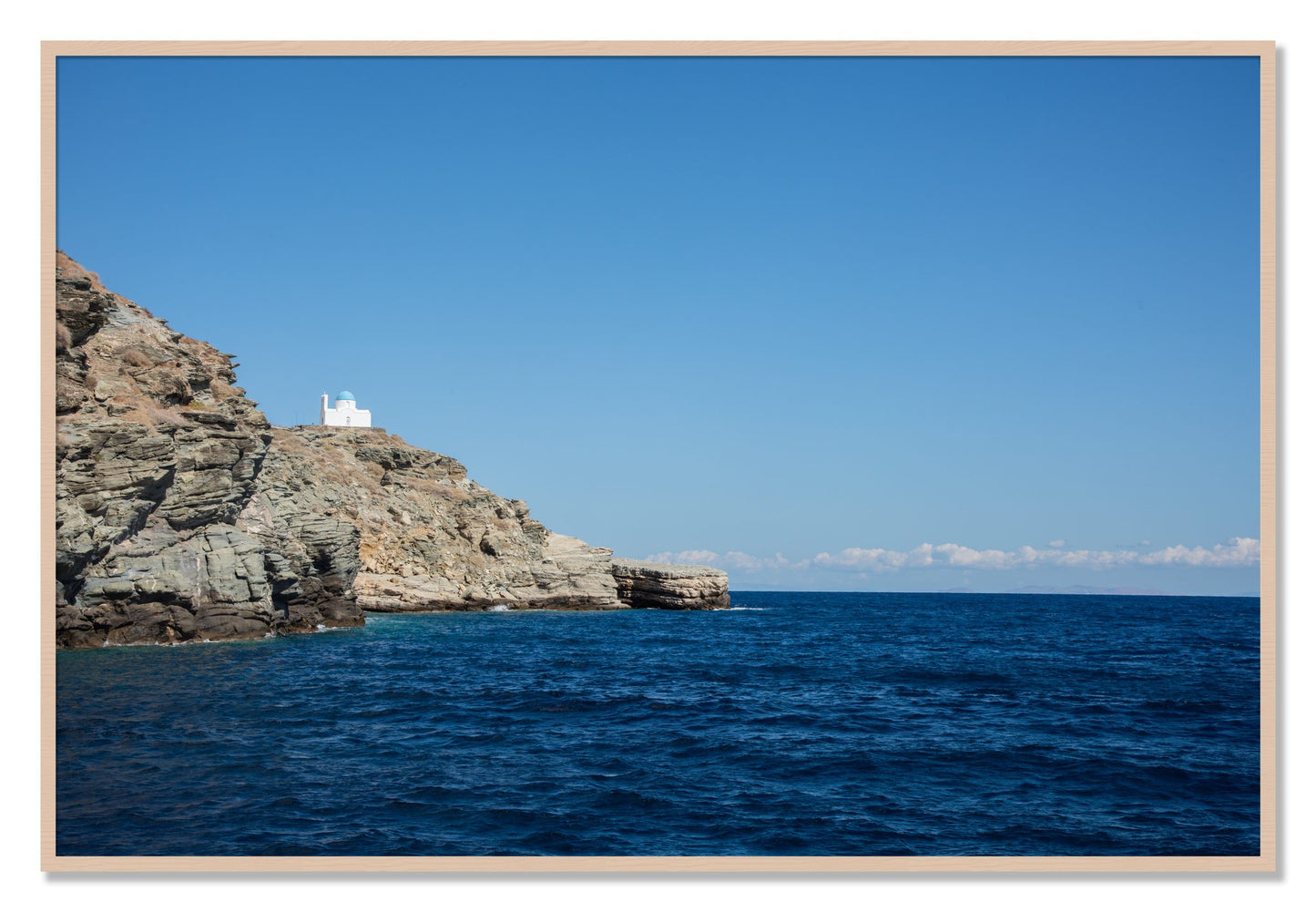 Framed photograph of Church On The Edge by Dylan Ozanich, Maple frame, Full Bleed