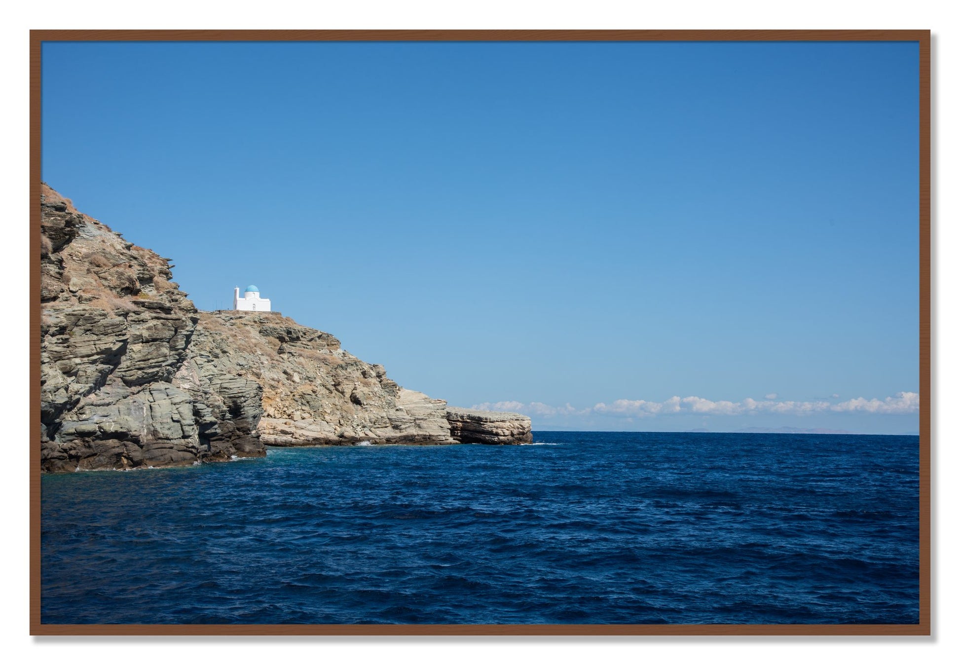 Framed photograph of Church On The Edge by Dylan Ozanich, Walnut frame, Full Bleed