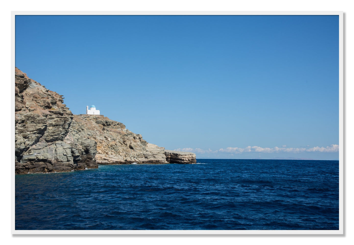 Framed photograph of Church On The Edge by Dylan Ozanich, White frame, Full Bleed