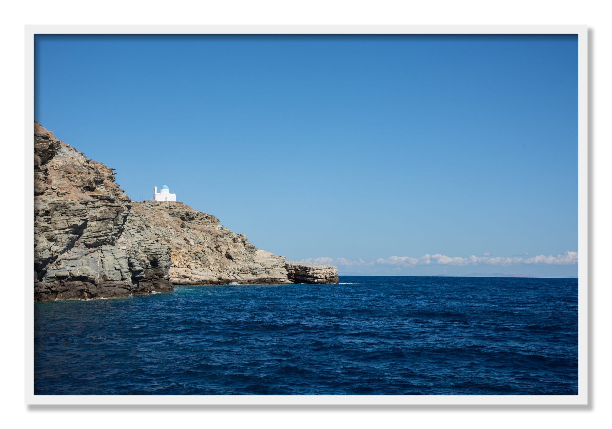Framed photograph of Church On The Edge by Dylan Ozanich, White frame, Full Bleed