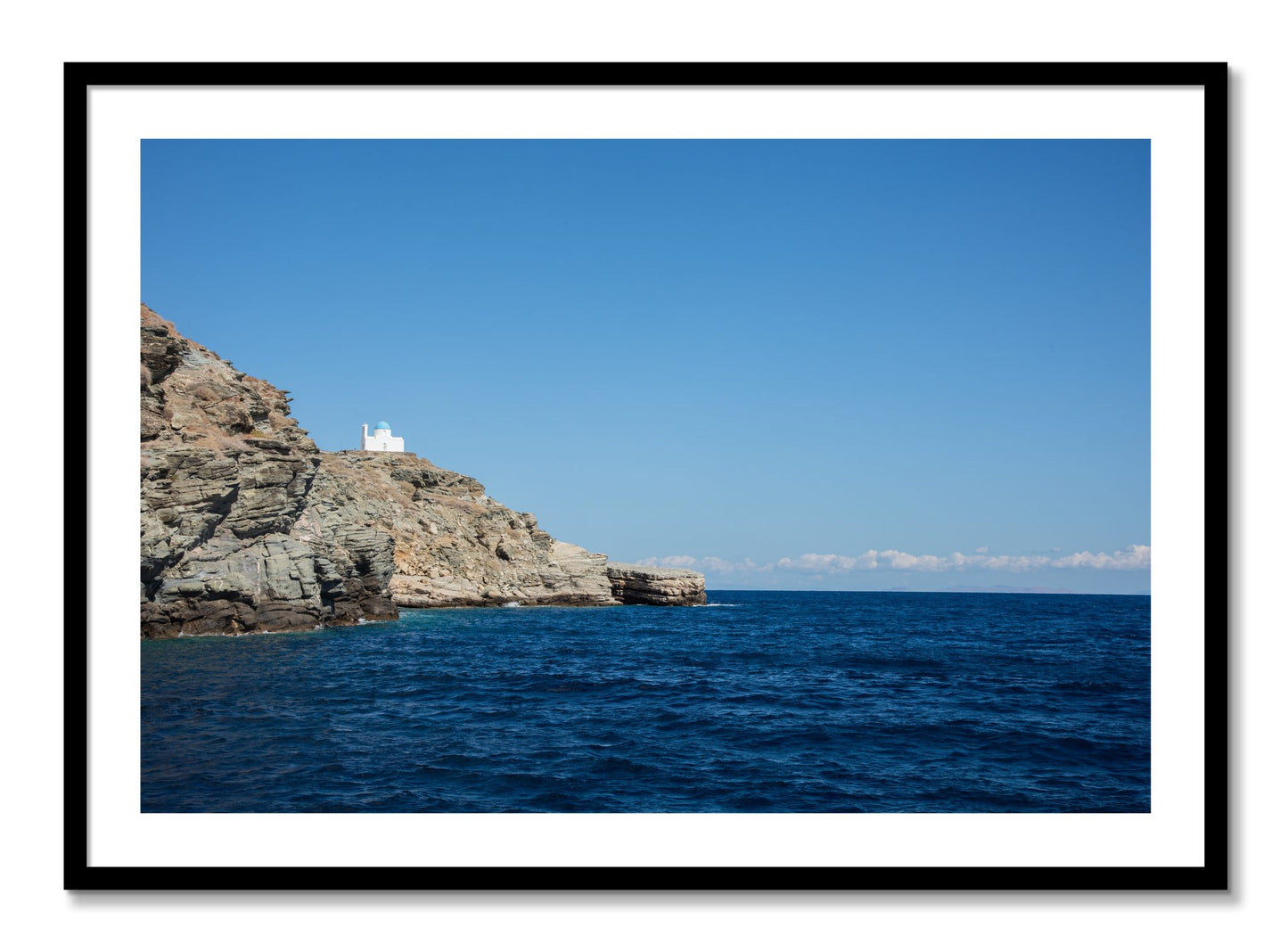 Framed photograph of Church On The Edge by Dylan Ozanich, Black frame, Borders