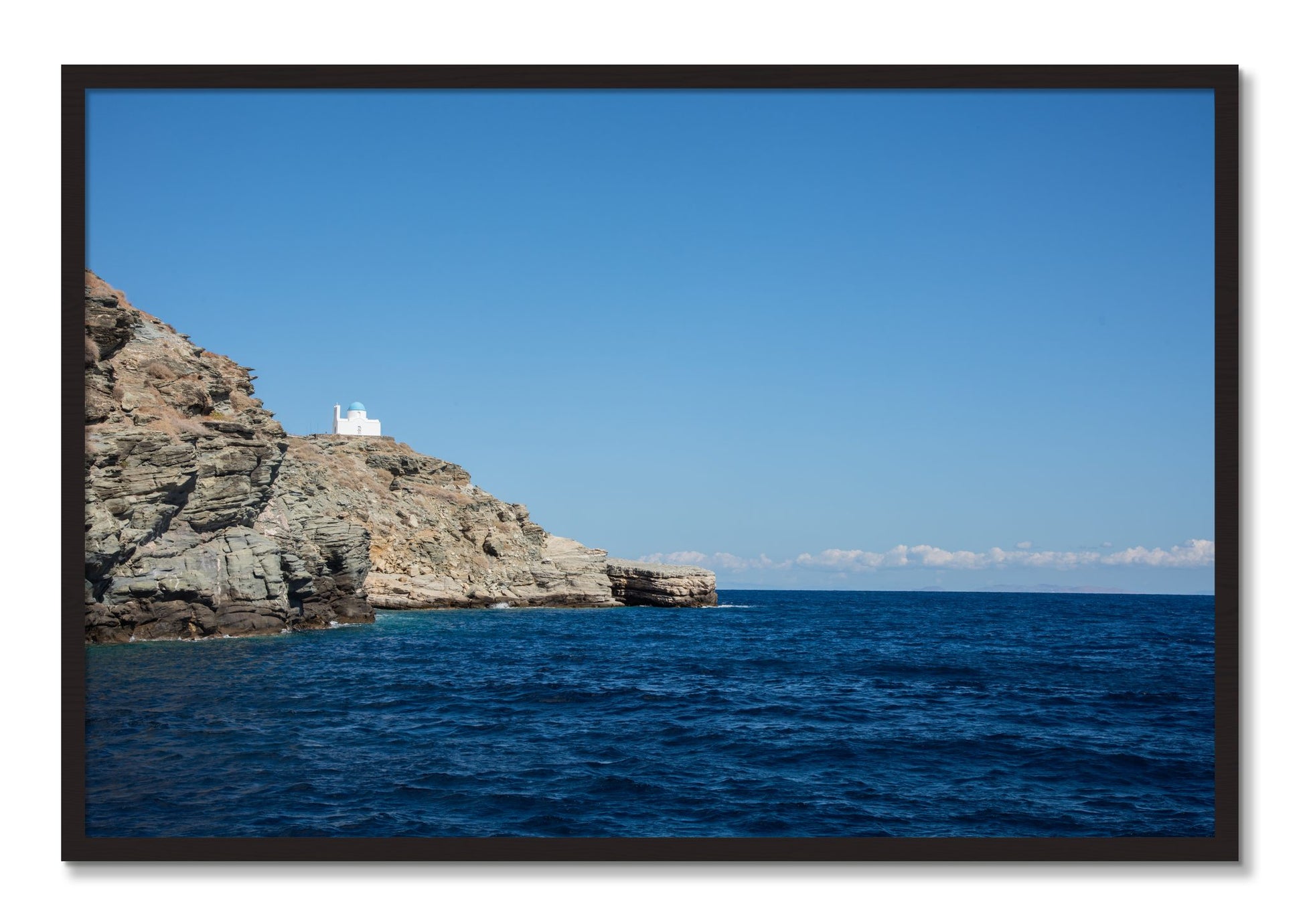 Framed photograph of Church On The Edge by Dylan Ozanich, Black Walnut frame, Full Bleed