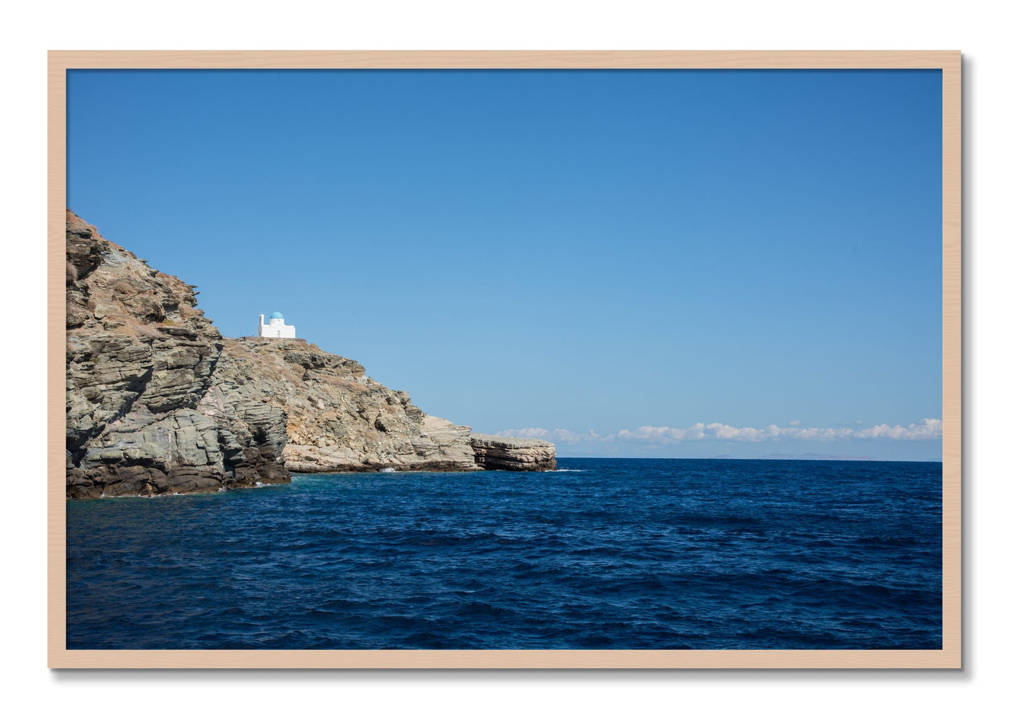 Framed photograph of Church On The Edge by Dylan Ozanich, Maple frame, Full Bleed