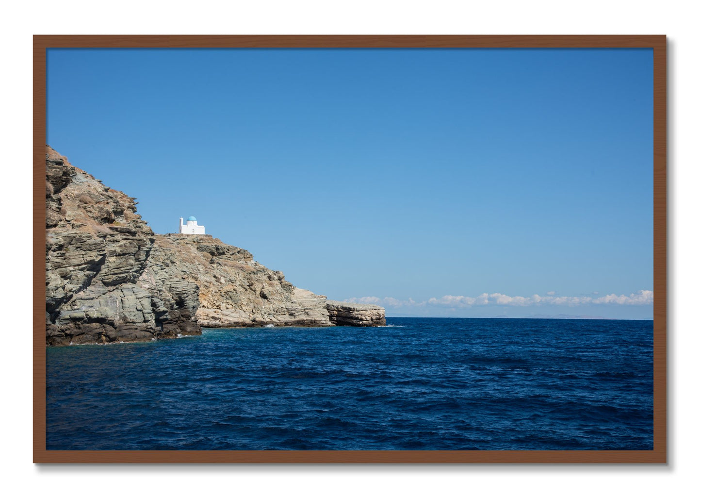 Framed photograph of Church On The Edge by Dylan Ozanich, Walnut frame, Full Bleed