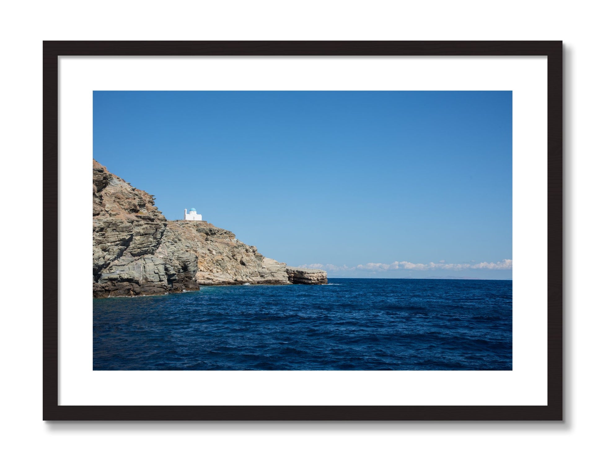 Framed photograph of Church On The Edge by Dylan Ozanich, Black frame, Borders