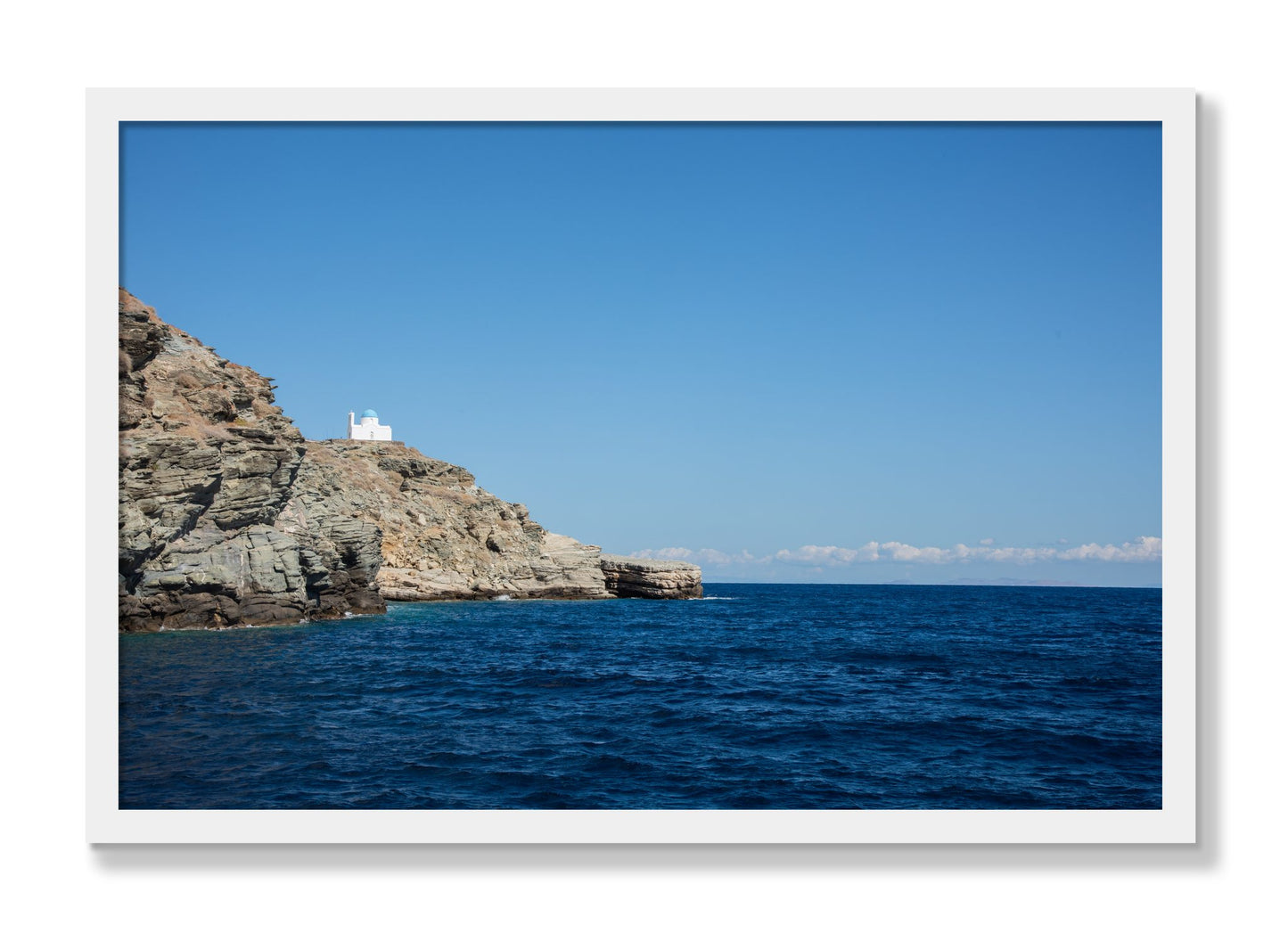 Framed photograph of Church On The Edge by Dylan Ozanich, White frame, Full Bleed