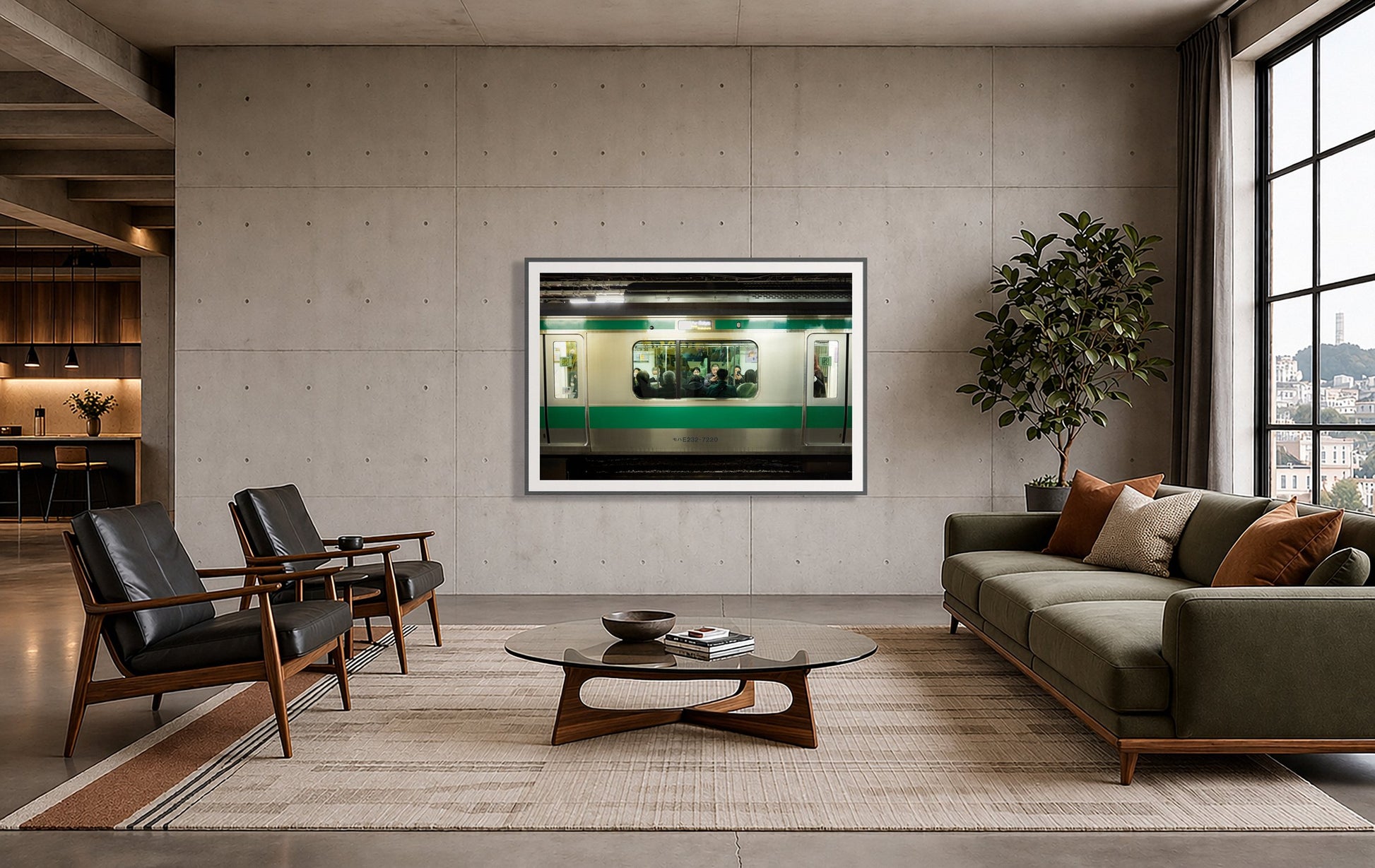 Framed photograph of Commute by Dylan Ozanich displayed on a wall