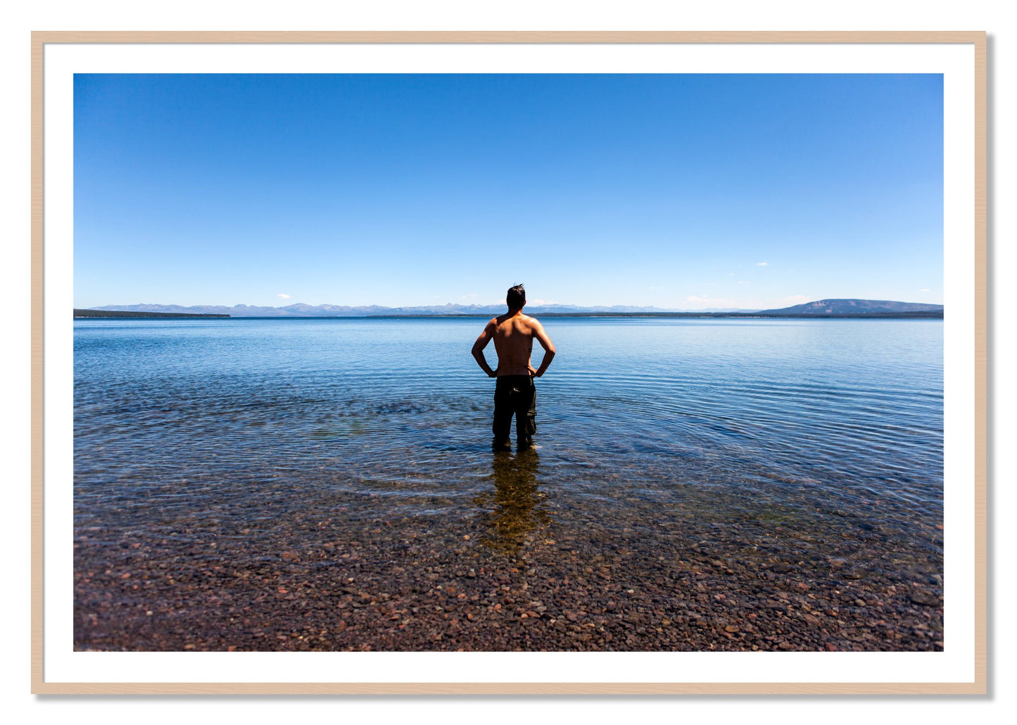 Cool Off by Dylan Ozanich, 40×60 print with a White Border in a Maple frame