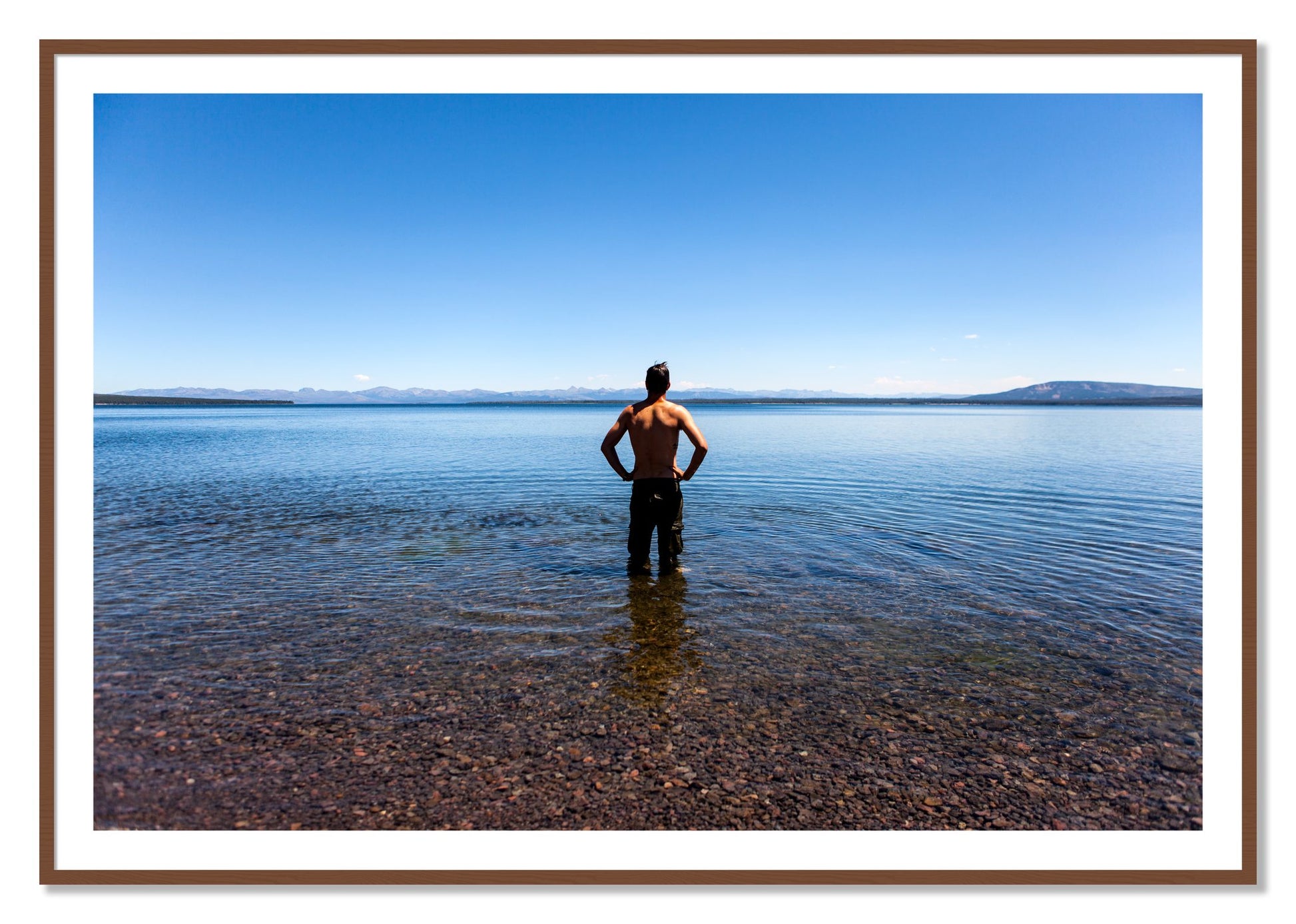Cool Off by Dylan Ozanich, 40×60 print with a White Border in a Walnut frame
