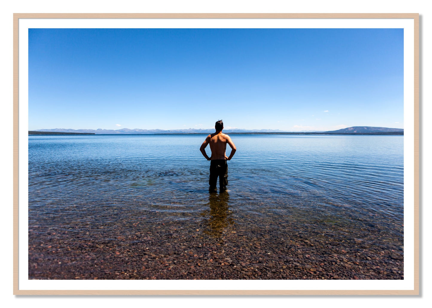 Cool Off by Dylan Ozanich, 48×72 print with a White Border in a Maple frame