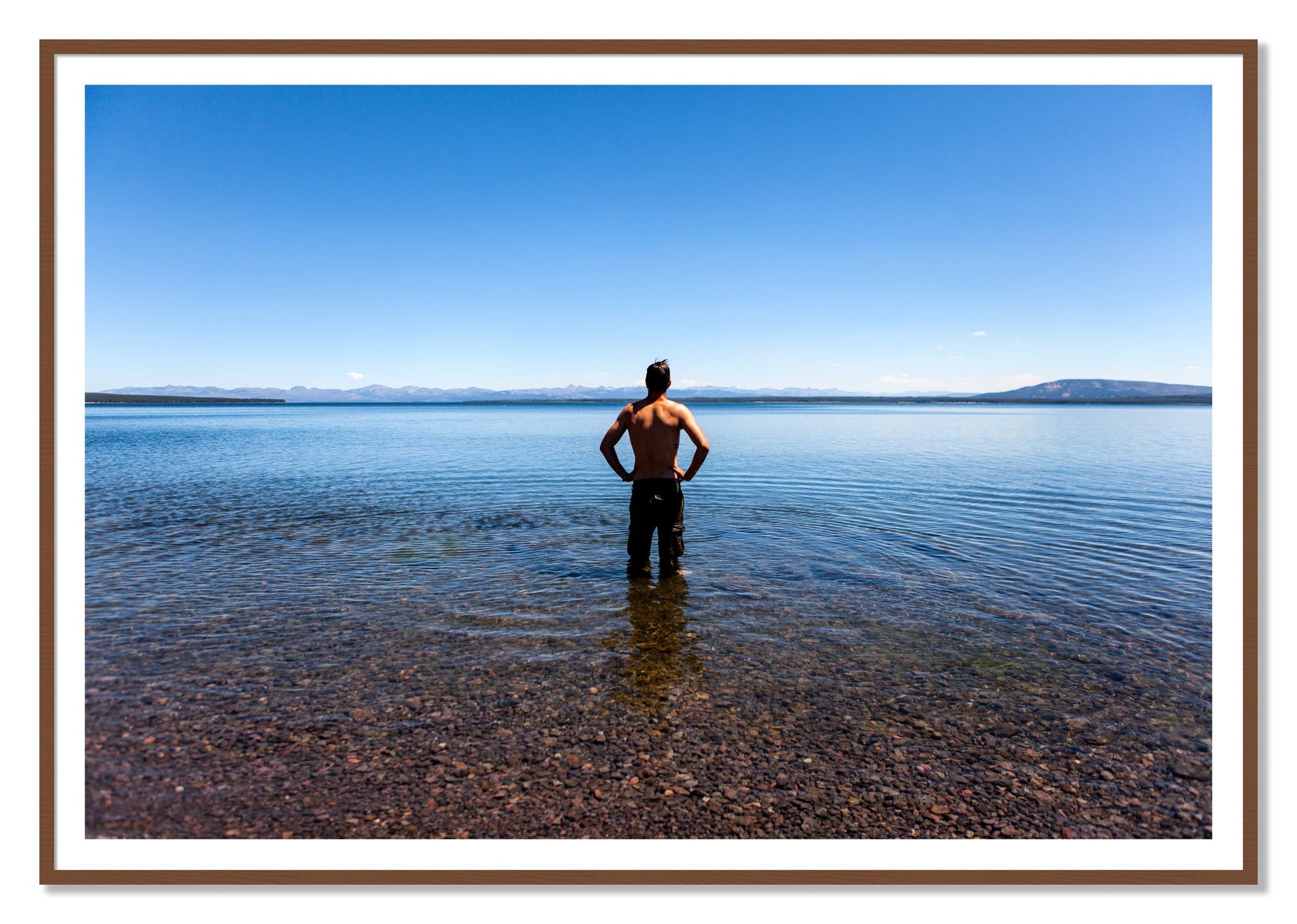 Cool Off by Dylan Ozanich, 48×72 print with a White Border in a Walnut frame
