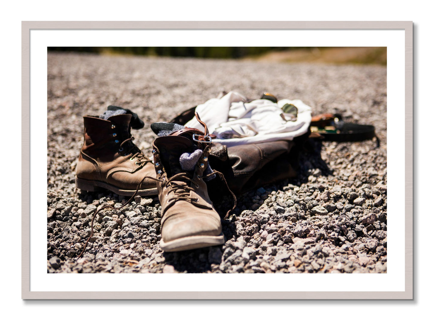 Framed photograph of Cool Off by Dylan Ozanich, White Maple frame, Borders