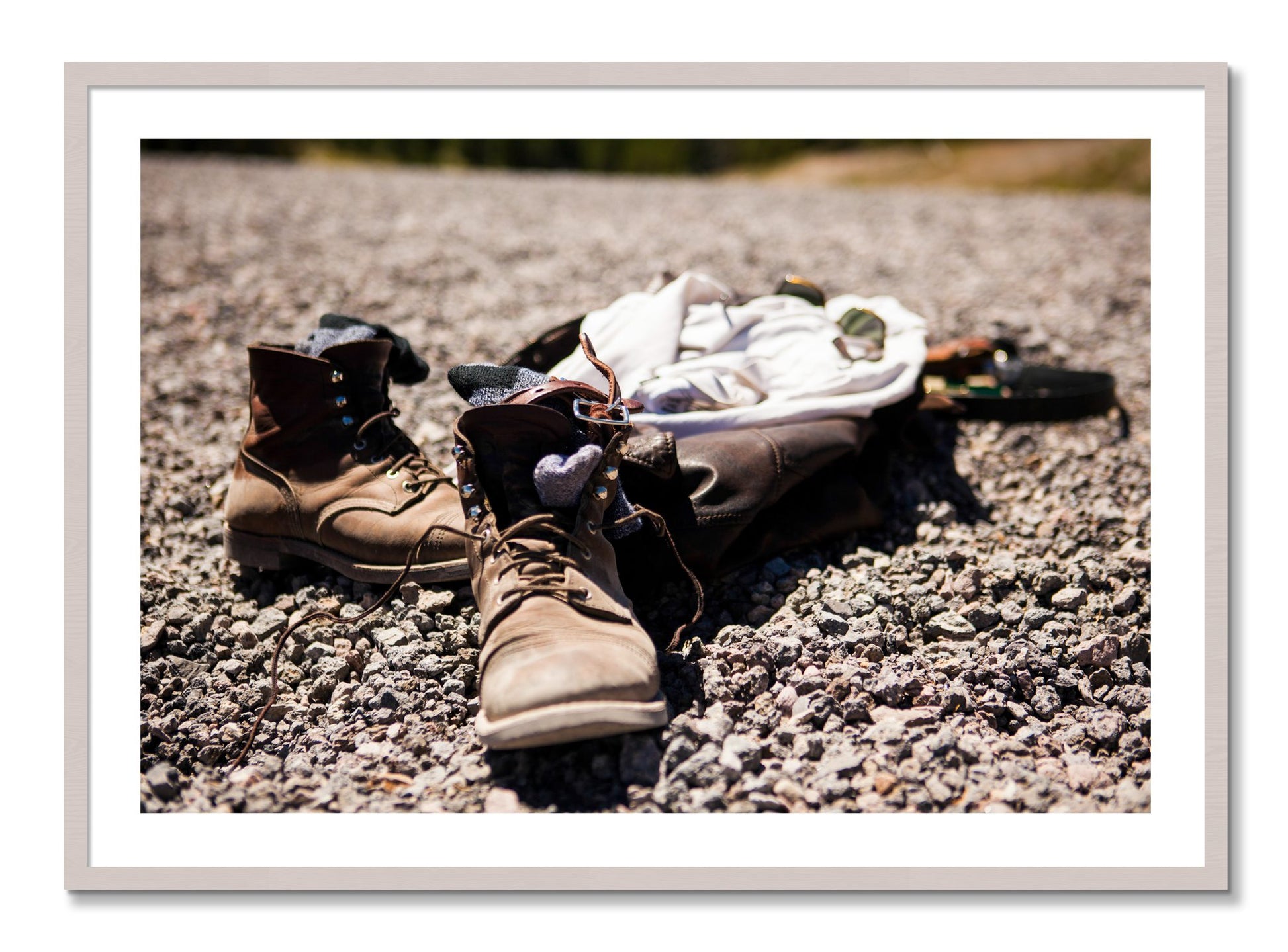 Framed photograph of Cool Off by Dylan Ozanich, White Maple frame, Borders