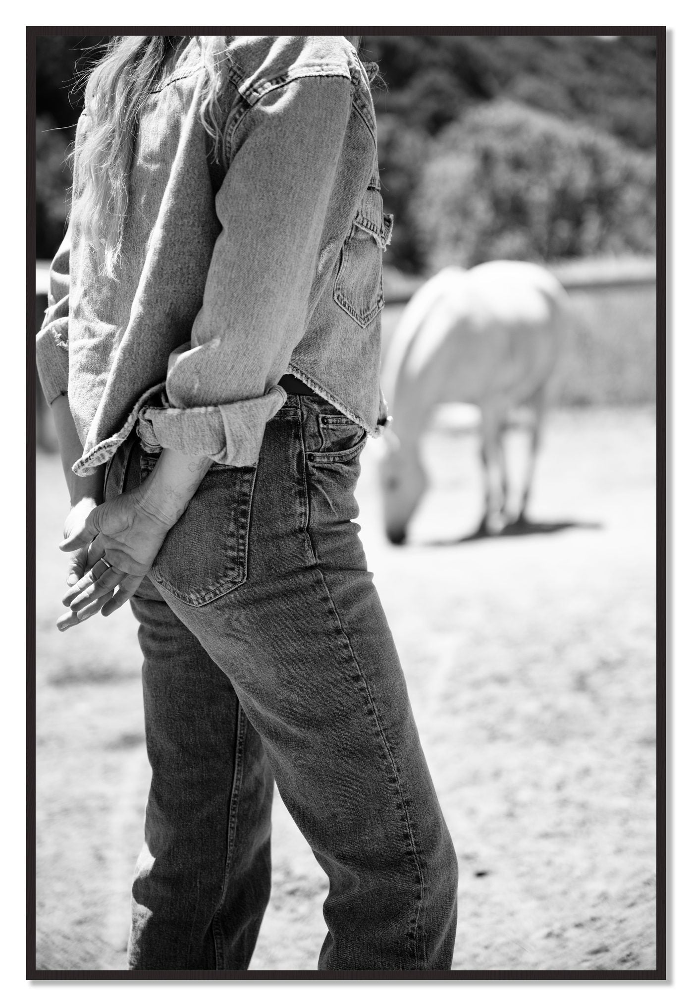 Cowgirl by Dylan Ozanich, 48×72 Full Bleed Print in a Black Walnut frame