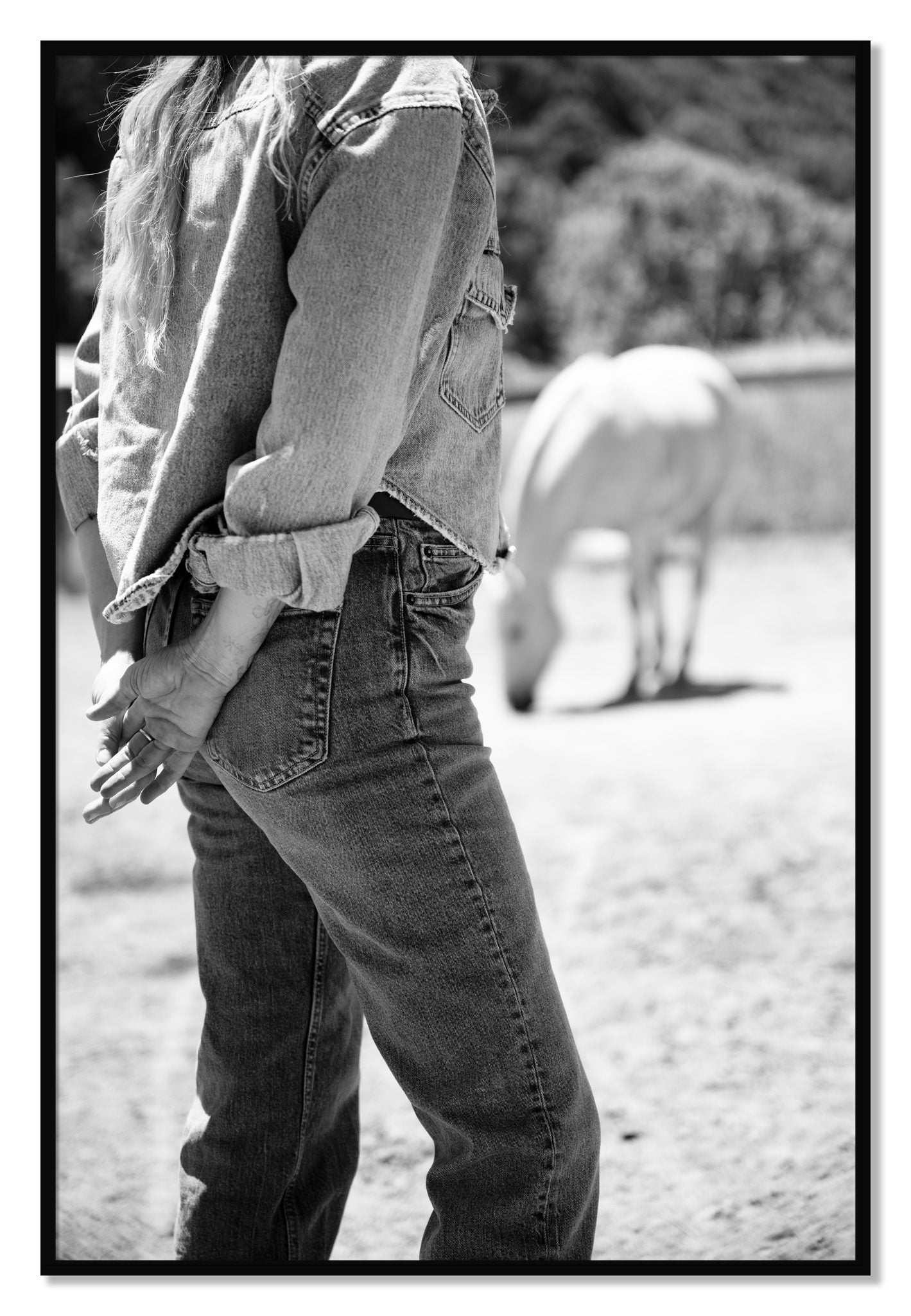 Framed photograph of Cowgirl by Dylan Ozanich, Black frame, Full Bleed