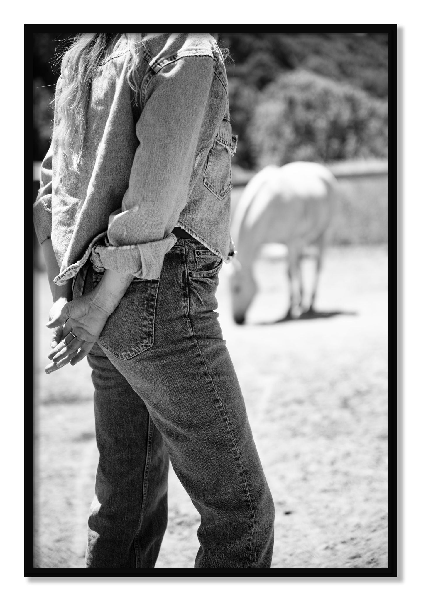 Framed photograph of Cowgirl by Dylan Ozanich, Black frame, Full Bleed