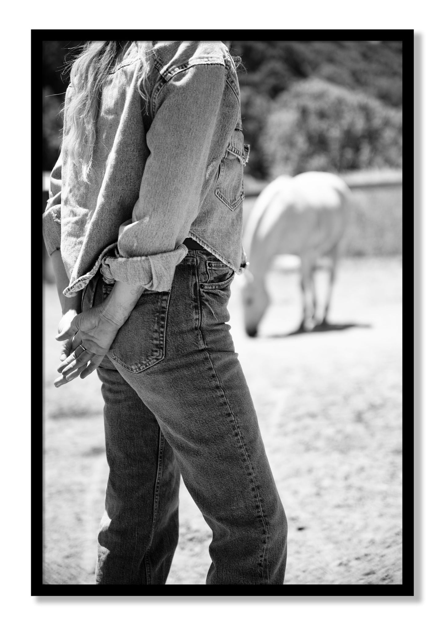 Framed photograph of Cowgirl by Dylan Ozanich, Black frame, Full Bleed