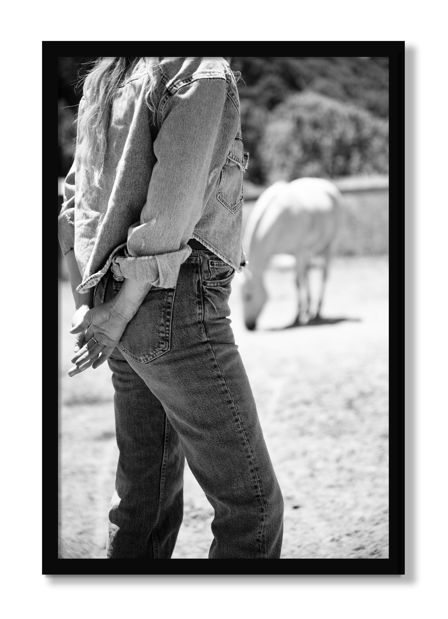 Framed photograph of Cowgirl by Dylan Ozanich, Black frame, Full Bleed