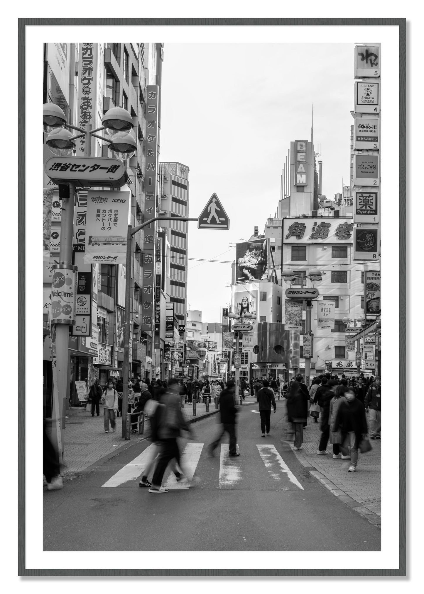 Framed photograph of Crossing Tokyo by Dylan Ozanich, Grey frame, Borders