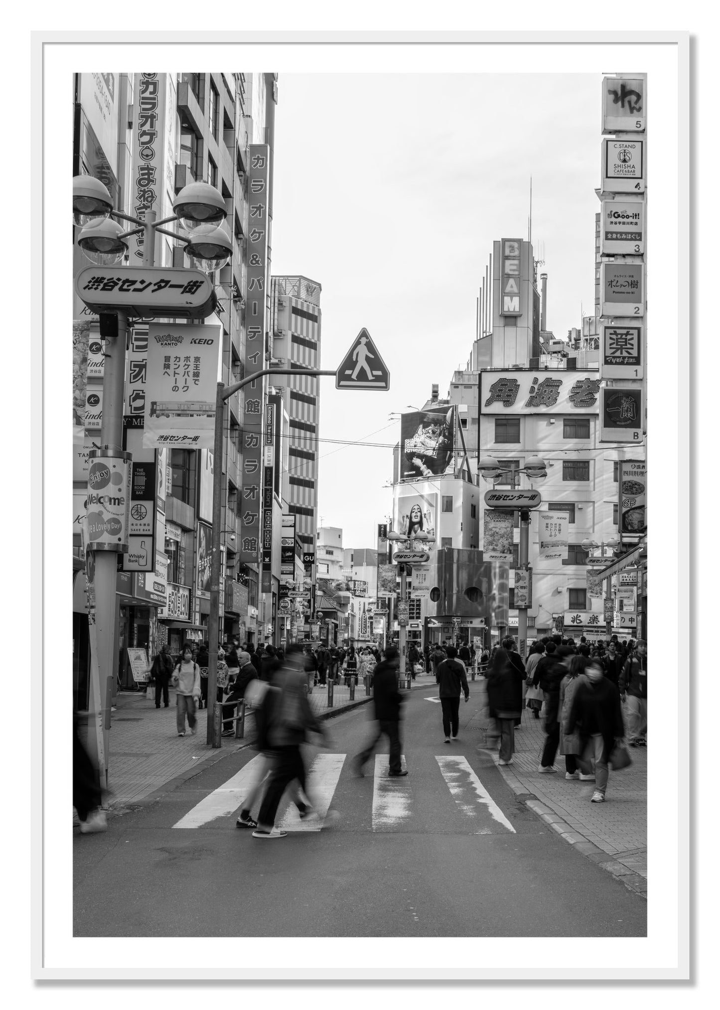 Framed photograph of Crossing Tokyo by Dylan Ozanich, White frame, Borders