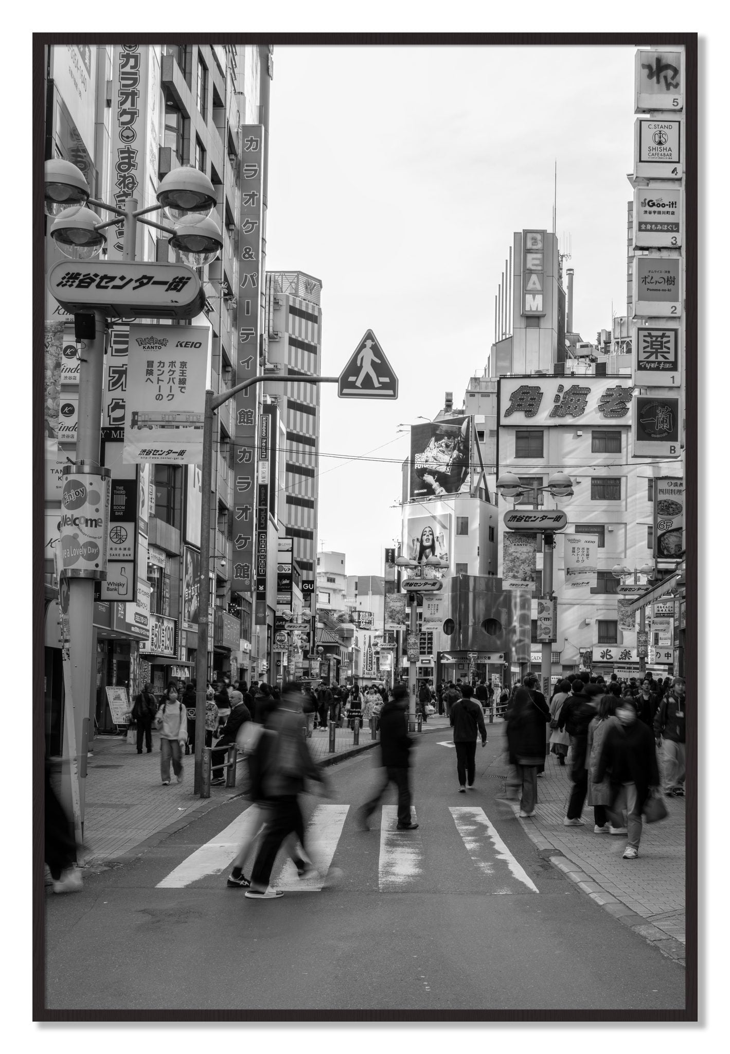 Framed photograph of Crossing Tokyo by Dylan Ozanich, Black Walnut frame, Full Bleed