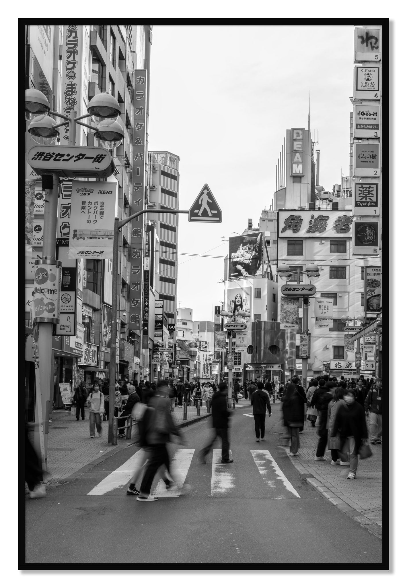 Framed photograph of Crossing Tokyo by Dylan Ozanich, Black frame, Full Bleed