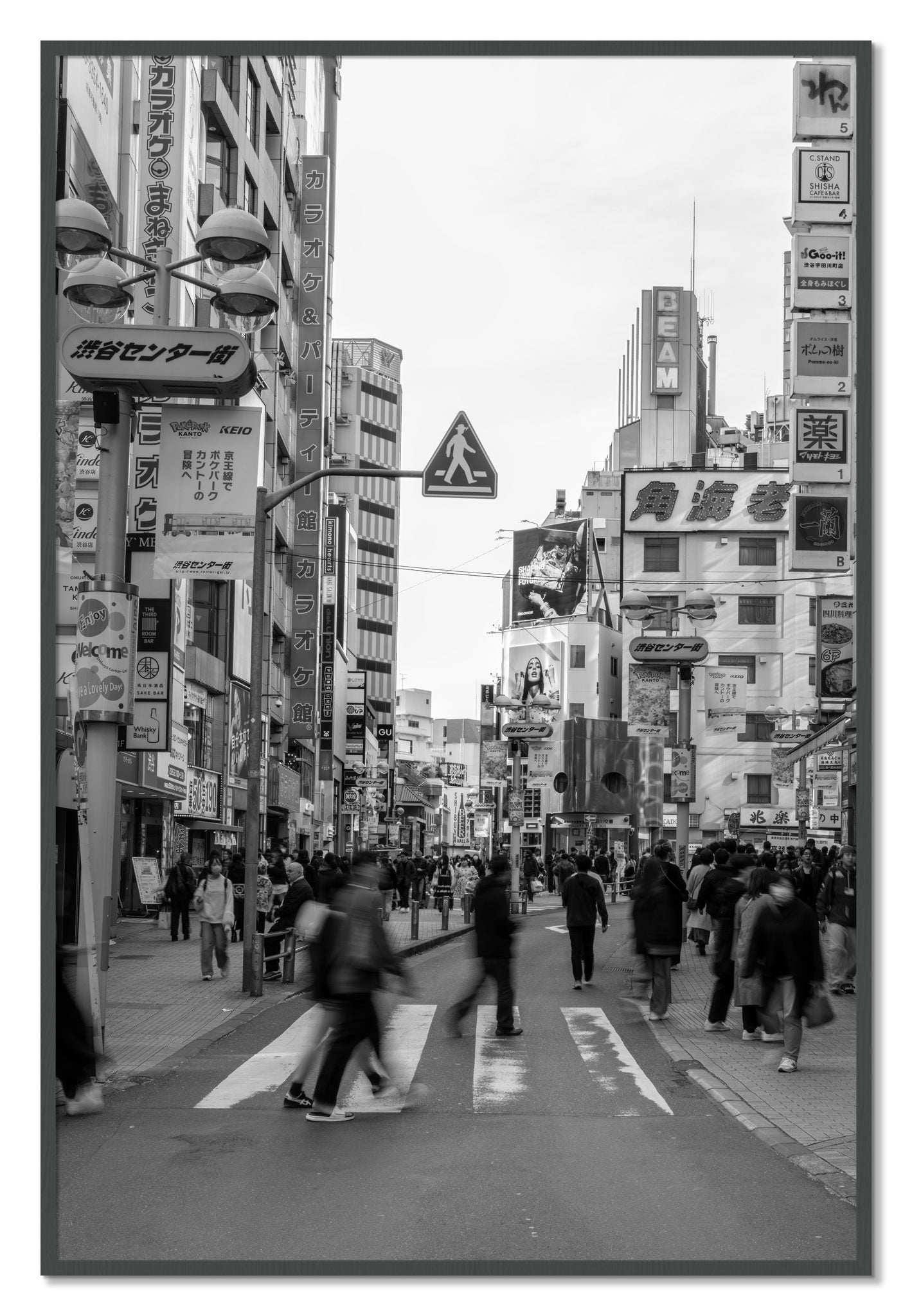Framed photograph of Crossing Tokyo by Dylan Ozanich, Grey frame, Full Bleed