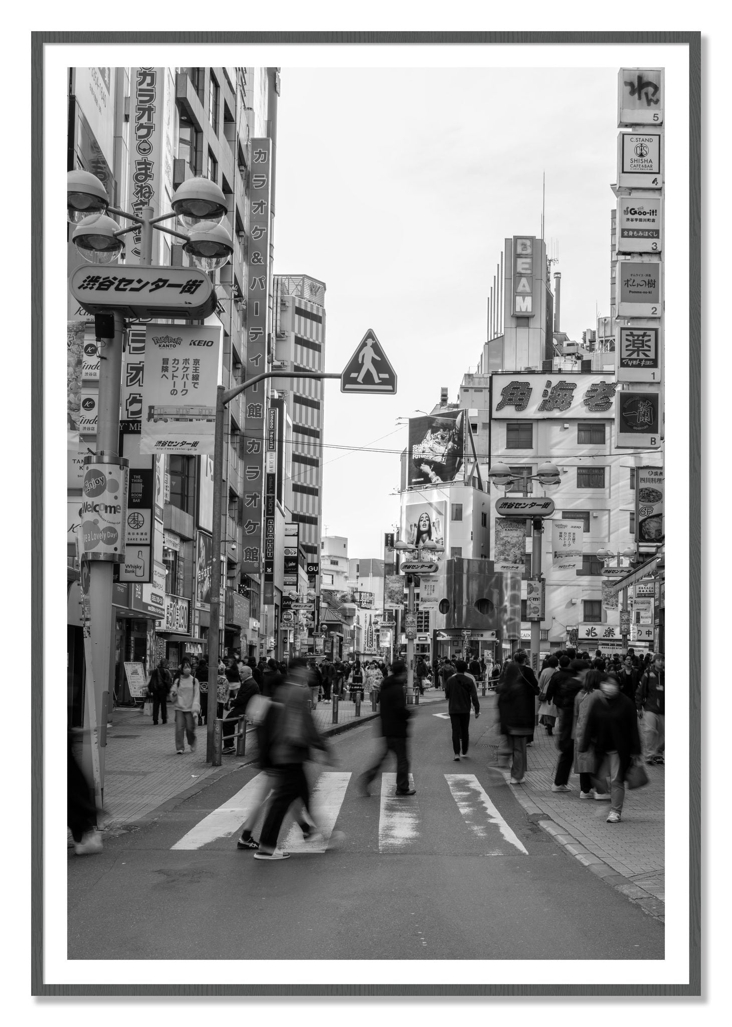 Framed photograph of Crossing Tokyo by Dylan Ozanich, Grey frame, Borders
