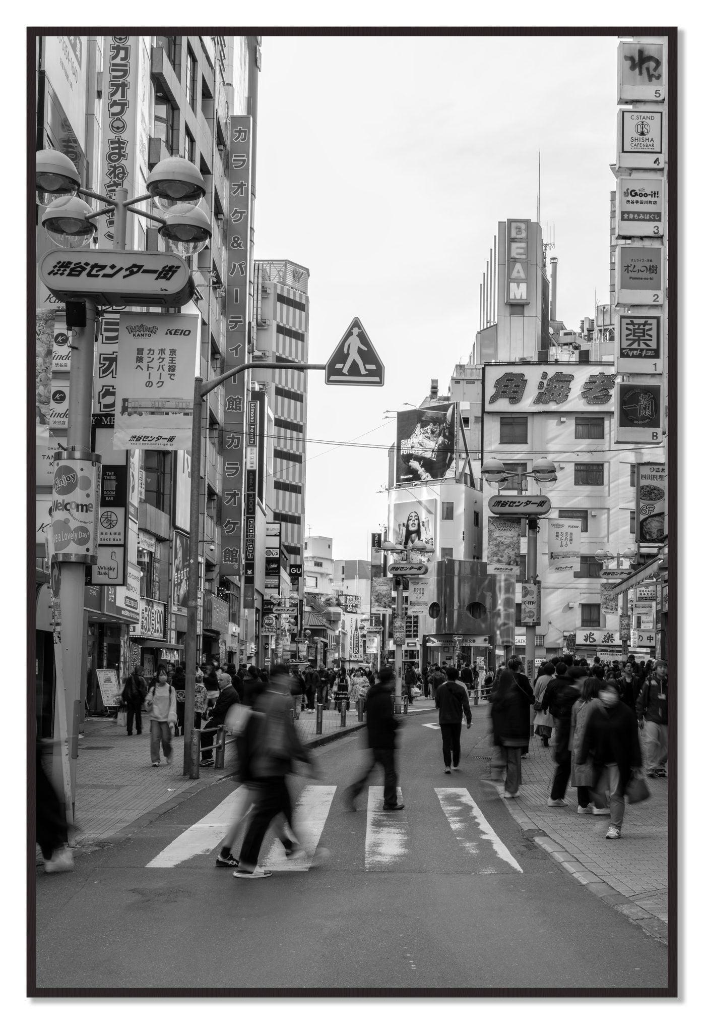 Framed photograph of Crossing Tokyo by Dylan Ozanich, Black Walnut frame, Full Bleed